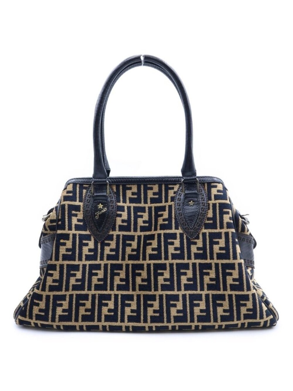 Fendi Etnico Tote Bag Zucca Pattern Canvas Brown Black